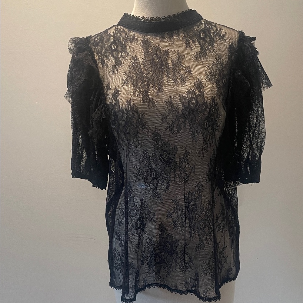 Free People Black Lace Blouse